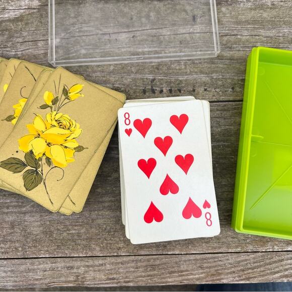 Vintage MCM Hallmark Yellow Rose Bridge Playing Cards - Picture 4 of 4